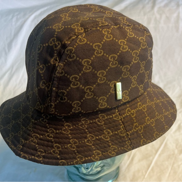Vintage Gucci Brown GG Monogram Hat RARE Good Condition - Picture 1 of 16